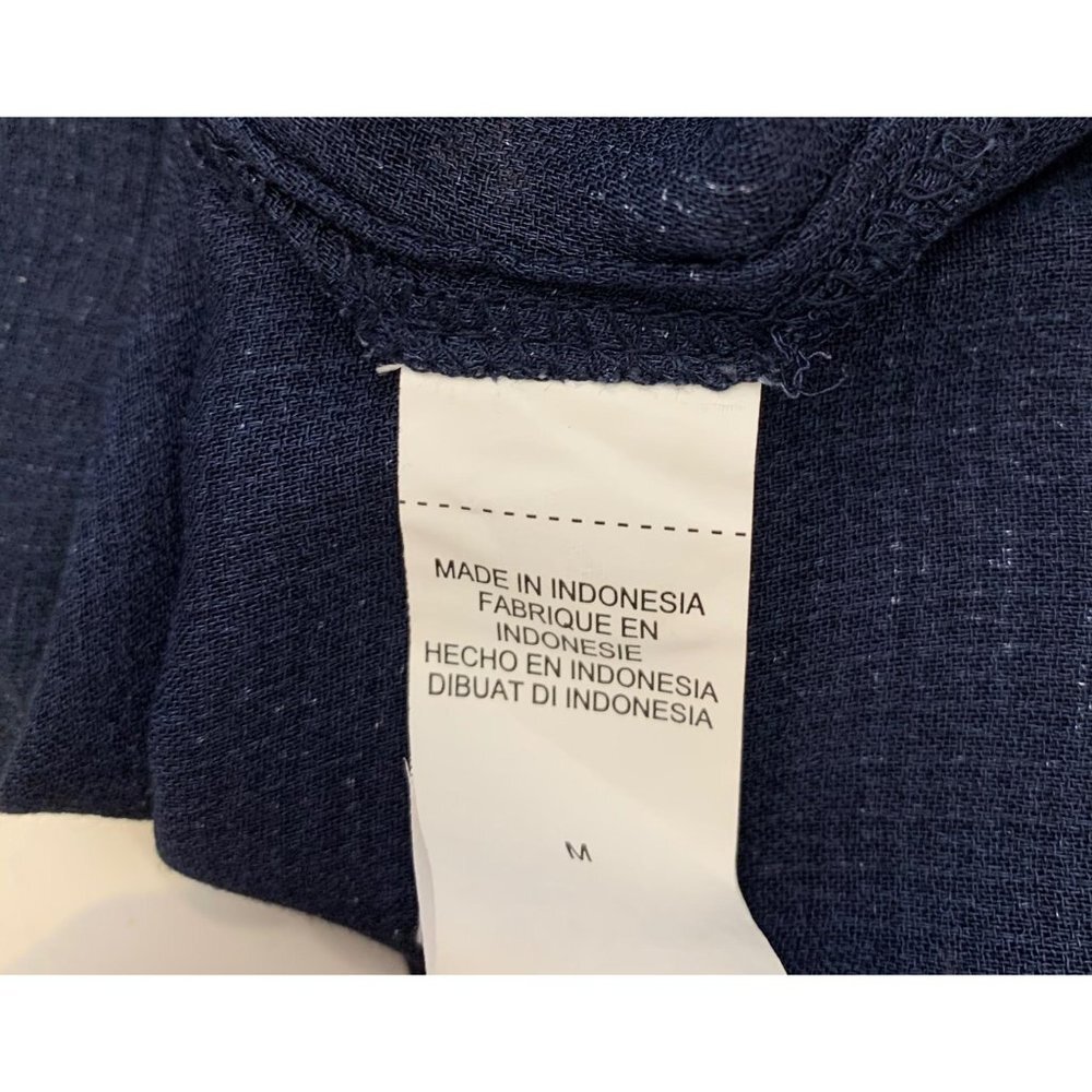 Lucky Brand Navy Blue Printed Semi-Sheer Blouse M - Picture 3 of 5